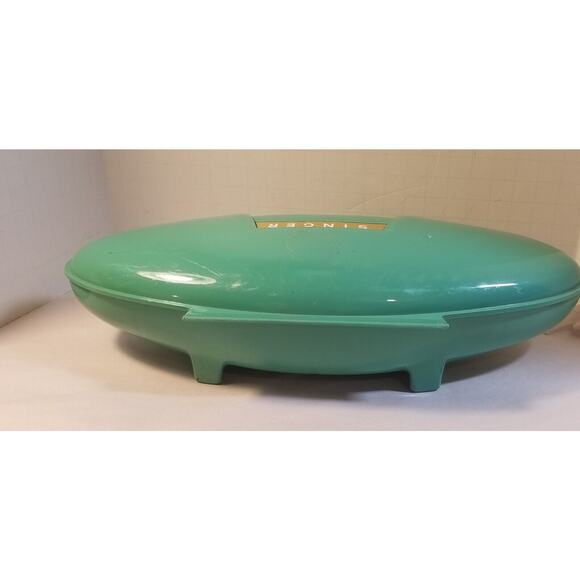 Vintage 60s Singer Buttonholer #2482607 With Attachments Green Retro Case - Picture 2 of 8
